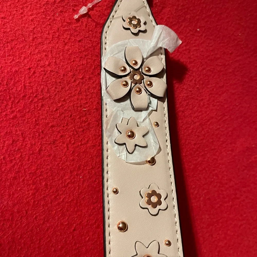 Coach Floral Embellished Belt in Cream and Gold - Picture 2 of 5